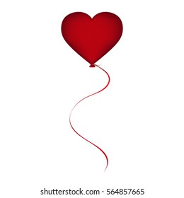 Red balloon in the shape of a heart on Valentine's Day