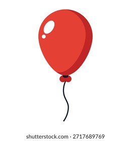 Balão vermelho com decoração de corda partido isolado no fundo transparente.