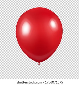 Red Balloon With Transparent Background With Gradient Mesh, Vector Illustration