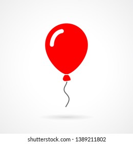 Red balloon vector icon isolated on white background