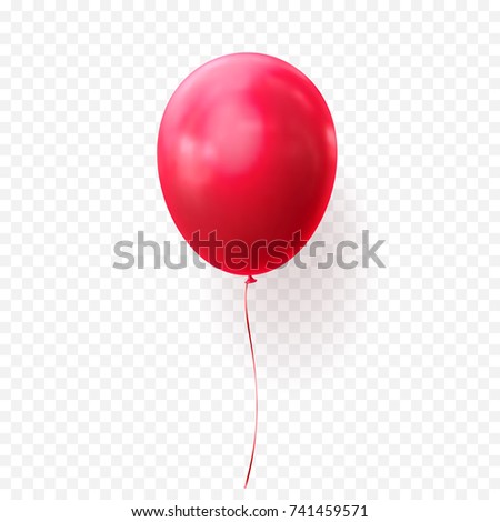 Red balloon vector illustration on transparent background. Glossy realistic baloon for Birthday or Halloween party.
