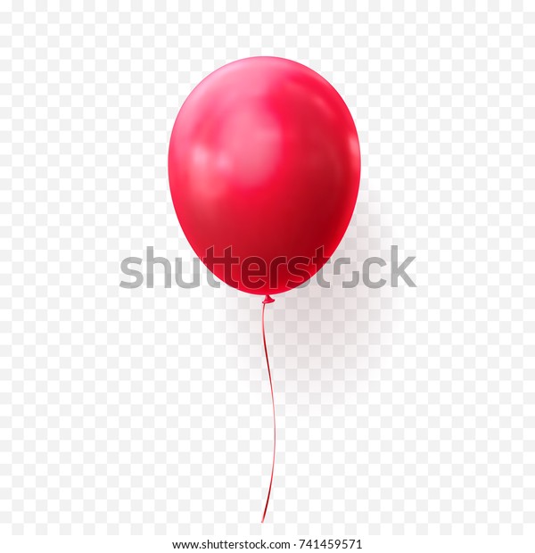透明な背景に赤い風船のベクターイラスト 誕生日パーティーやハロウィーンパーティー用の光沢のあるリアルなバロン のベクター画像素材 ロイヤリティフリー