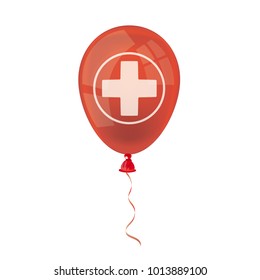 Red balloon with white cross on the white background. Eps 10 vector file.