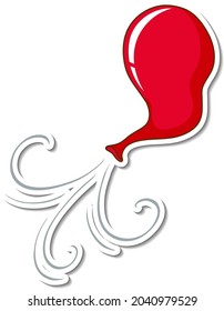 Red balloon without air on white background illustration