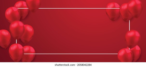 red Balloons Background. Vector illustration celebration frame