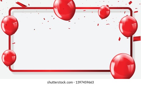 Red balloons, confetti concept design template 17 August. Indonesia Happy Independence Day, background Celebration Vector illustration.