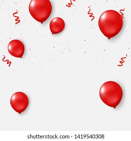 Red balloons, confetti concept design template Happy Valentine's Day, background Celebration Vector illustration. Red balloons, confetti concept design template Happy Valentine's Day, background Celebration Vector illustration.