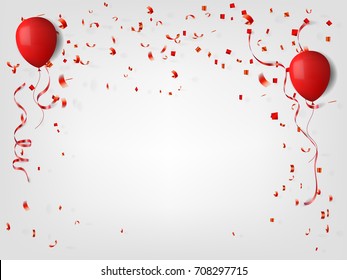 Red  balloons and  confetti concept design background