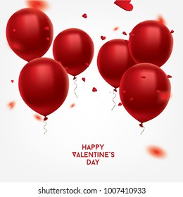 Globos rojos y confeti. Ilustración del vector