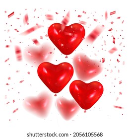 Red balloons for the decoration of valentine's day cards