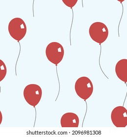 Rote Ballons Design - nahtloses Vektorwiederholmuster. Oberflächenmuster für Umhüllungen, Gewebe, Verpackungen und andere Print- und Designprojekte