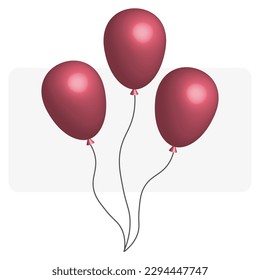 Red balloons, great design for any purposes. Happy birthday. Vector illustration.