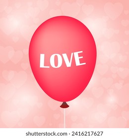 Red balloons love floating in the air. Heart background. Valentines day 