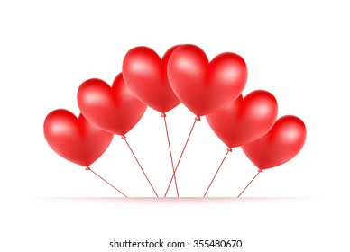 red balloons made of hearts composition