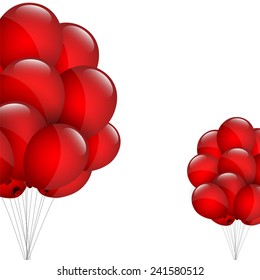 Red balloons on a white background