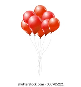 Red balloons on white background