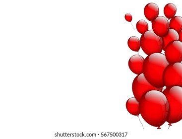 Red balloons on a white background. Valentine day.
