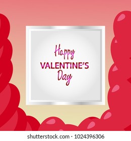 Red balloons with photo frames and text Happy Valentines Day vector file Eps 10