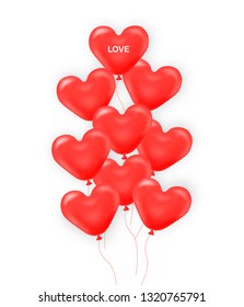 Red balloons realistic, white background, happy mother's day  vector illustration