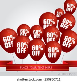 Red balloons With Sale Discounts 60 percent.