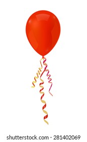 Red balloons with serpentine ribbons on a white background. Isolate. Vector illustration