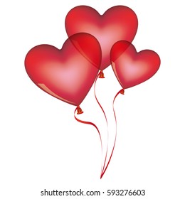 red balloons set in heart shape design vector illustration