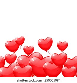 Red balloons in the shape of a heart isolated on white background. Happy Valentines day vector.