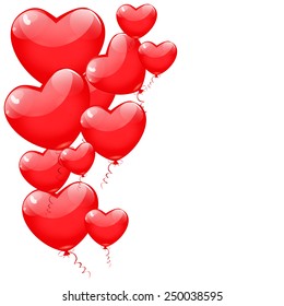Red balloons in the shape of a heart isolated on white background. Happy Valentines day vector.