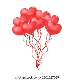 Red balloons in the shape of a heart. Vector graphics.