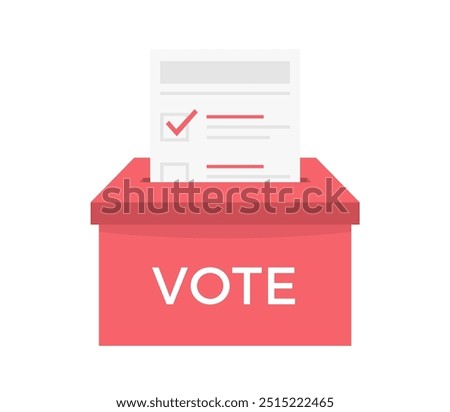 Red ballot box with ballot paper, vector eps10 illustration