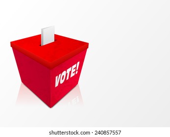 Rote Wahlurne mit Text Abstimmung für die Feier des amerikanischen Präsidenten Tag.
