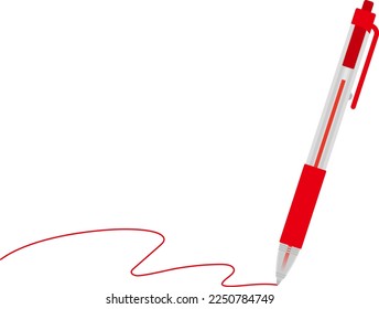 Red ballpoint pen isolated vector illustration.