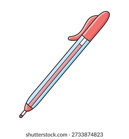 Red ballpoint pen isolated vector illustration