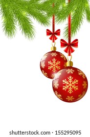 Red balls on Christmas tree