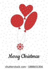 Bolas rojas con puntos de polka y copo de nieve. Tarjeta de invierno festiva para Navidad. Patrón para impresiones de moda en tazas, textiles, prendas de vestir, planeadores. Ilustración vectorial.