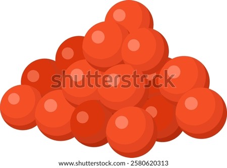Red balls are stacked together, creating a visually appealing pyramid on a clean white background, offering a vibrant and geometrically pleasing composition
