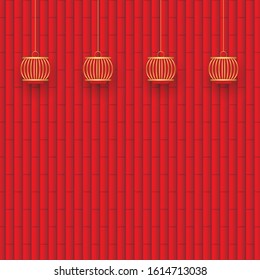 Red bamboo with lamp background for Chinese day