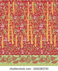Red Bamboo Pattern with Border