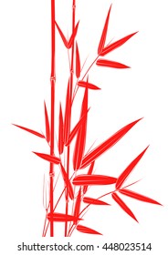 red bamboo stems on white background vector illustrator