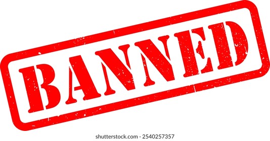 Red Ban Banned Rubber Stamp Grunge Textur Zeichen Beschriftung Etikett Aufkleber Vektor EPS PNG transparent Kein Hintergrund Clip Art Vektor EPS PNG 