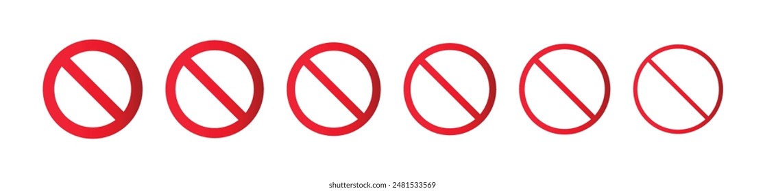 Red ban icon set. Editable vectors stop prohibitions red icon. Set of ban symbol. No sign, empty no symbol. Set of prohibition sign. Stop symbol. vector illustration.