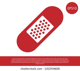 Red Bandage plaster icon isolated on white background. Medical plaster, adhesive bandage, flexible fabric bandage. Vector Illustration