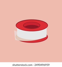 red bandage roll on pink background