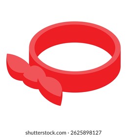 A bandana vermelha com nó está deitada sobre fundo branco