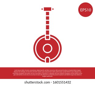 Red Banjo icon isolated on white background. Musical instrument.  Vector Illustration