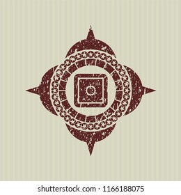 Red bank safe icon inside distressed rubber grunge texture seal
