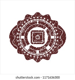 Red bank safe icon inside distress rubber grunge seal