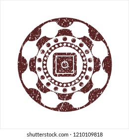 Red bank safe icon inside distress rubber texture