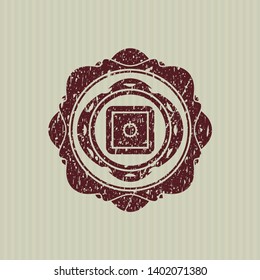Red bank safe icon inside distress rubber grunge seal