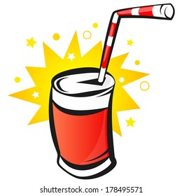 Red Bank with soda, cartoon, vector